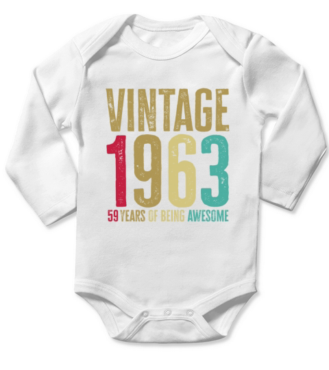 59 Years Old Vintage 59th 1963 Of Being Awesome Long Sleeve Baby One-Piece