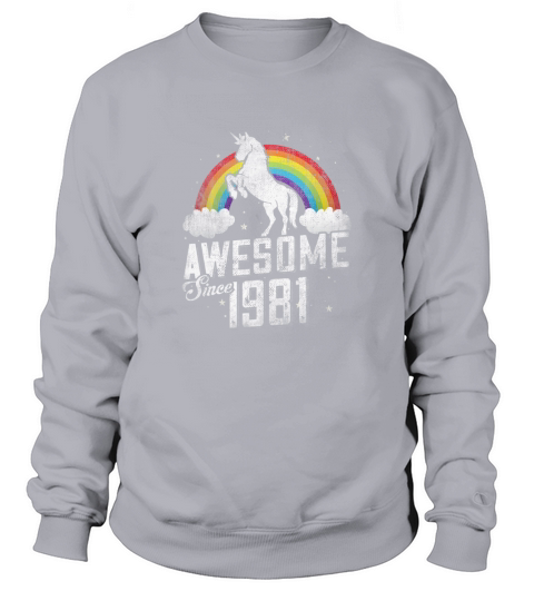 40th Bday Vintage Unicorn 70s 80s 90s Awesome Since 1981 - Ladies Flowy Tank Sweatshirt Unisex
