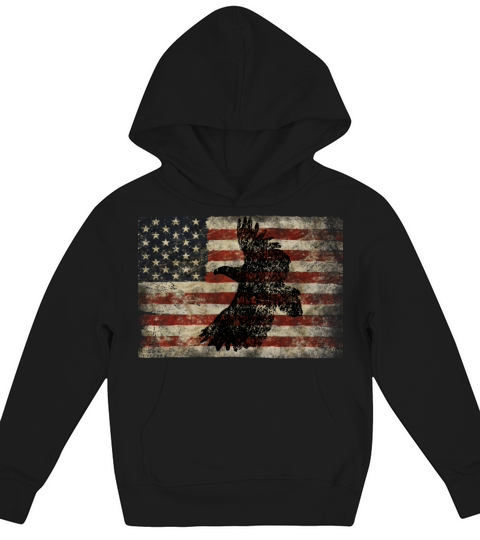Eagle Vintage American Flag Kids Hoodie