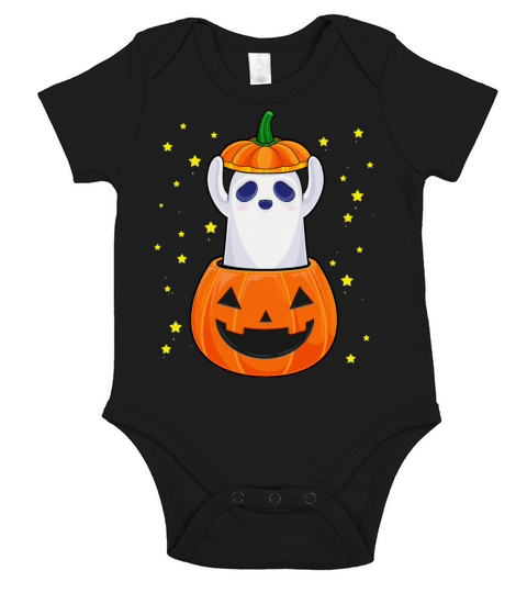 Pumpkin Ghost Funny Halloween Costume Cute Ghostie Short Sleeve Baby One-Piece