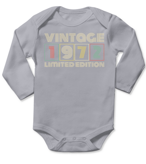 1972 Vintage born in Retro age Birthday gift idea Long Sleeve Baby One-Piece