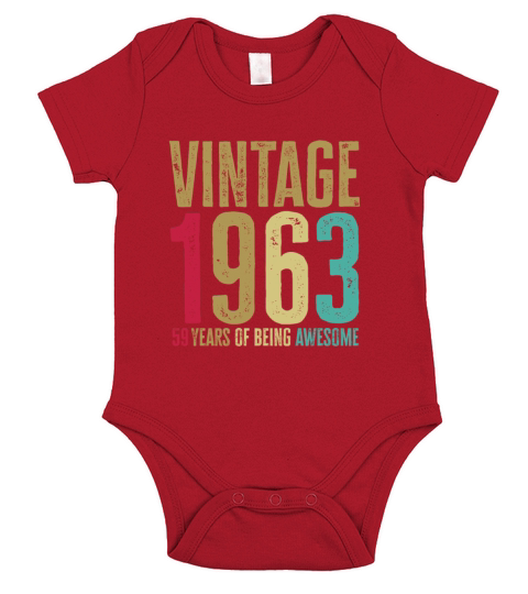 59 Years Old Vintage 59th 1963 Of Being Awesome Short Sleeve Baby One-Piece