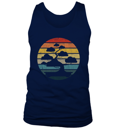 Bonsai Silhouette On A Distressed Retro Sunset Men's Tank Top