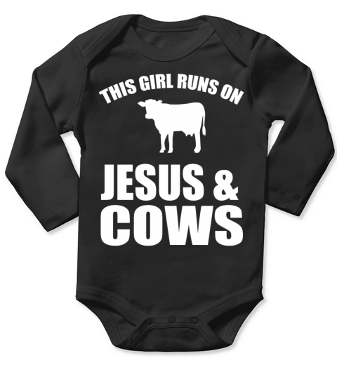 This Girl Runs On Jesus And Cows Long Sleeve Baby One-Piece