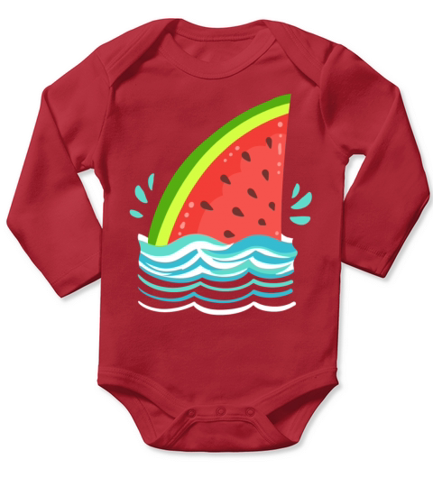 Watermelon Shark Swimming Summer Long Sleeve Baby One-Piece