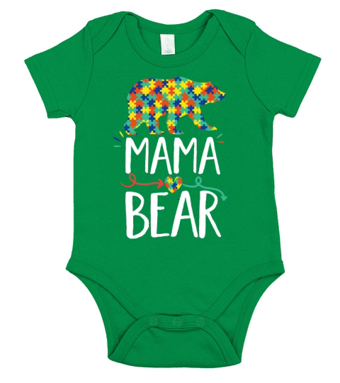 Mama Bear design Autism Awareness For Moms Short Sleeve Baby One-Piece