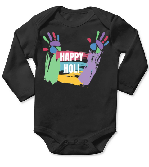 Happy Holi T-Shirt Colors India Hindu Spring Long Sleeve Baby One-Piece