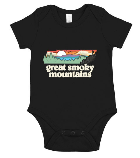 Great Smoky Mountains Tennessee Outdoors Retro Nat Short Sleeve Baby One-Piece