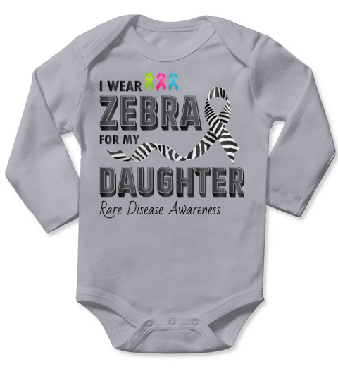 Rare Disease Awareness Day Zebra Ribbon Daughter Long Sleeve Baby One-Piece