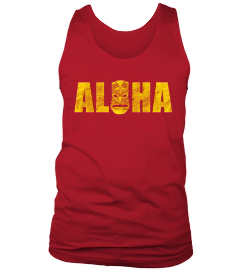 Vintage Aloha Tiki T-Shirt Hawaiian Luau Vacation Men's Tank Top