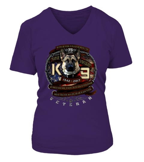 K-9 Veteran 75th Anniversary Military Tshirt V-neck T-Shirt Woman