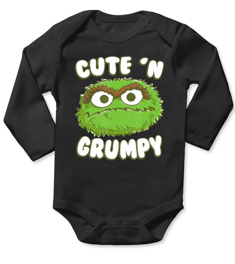 Sesame Street Oscar the Grouch Cute And  Grumpy Long Sleeve Baby One-Piece