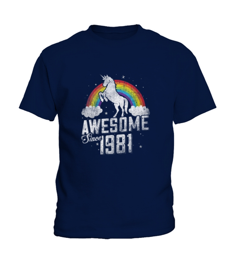 40th Bday Vintage Unicorn 70s 80s 90s Awesome Since 1981 - Ladies Flowy Tank Kids T-Shirt