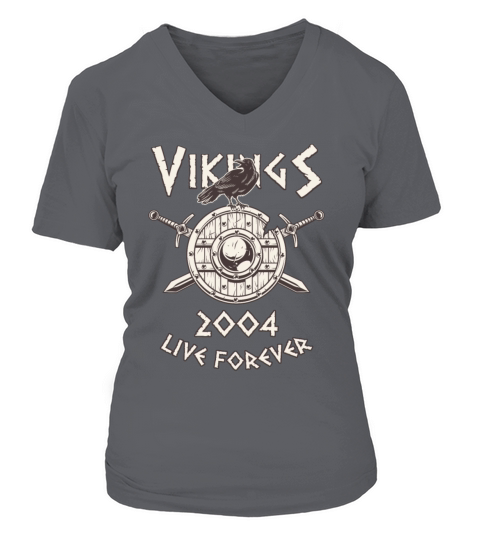 Vikings Live Forever 2004 Norse Birthday Women's V-Neck T-shirt