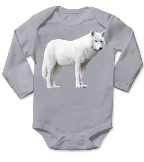 White Wolf Long Sleeve Baby One-Piece