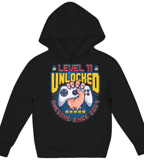 Level 11 Unlocked Awesome 2009 Boys 11th Birthday Kids Hoodie