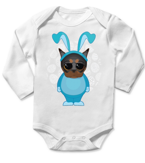 Easter Dog For Boys and Men Teachers Easter Eggs Long Sleeve Baby One-Piece
