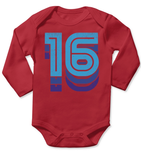 Sixteen 16 16th Birthday Sports T-Shirt Long Sleeve Baby One-Piece