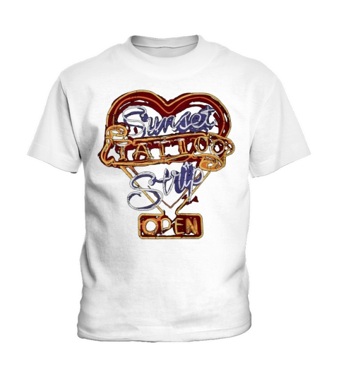 Sunset Tattoo Strip Cool Vintage Rock and Roll Sign Tshirt Kids T-Shirt