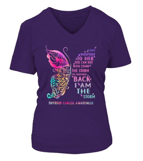 I am The Storm Thyroid Awareness Butterfly V-neck T-Shirt Woman
