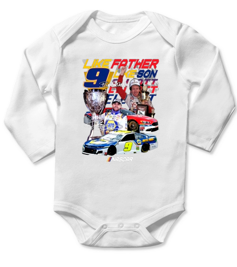 Like Father Like Son 9 Chase Elliott Signature Long Sleeve Baby One-Piece