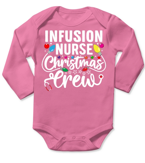 Infusion Nurse Christmas Crew Iv Chemo Nursing Squ Long Sleeve Baby One-Piece