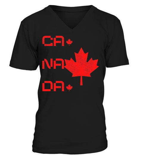 Canada retro text vintage maple leaf t-shirt Men's V-Neck T-shirt