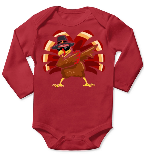 Dabbing Turkey Shirt Thanksgiving Boys Kids Men Long Sleeve Baby One-Piece