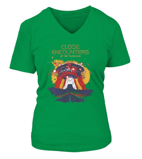 Close Encounters Simplified Color Ufo With Distressed V-neck T-Shirt Woman