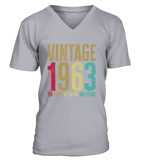 59 Years Old Vintage 59th 1963 Of Being Awesome Men's V-Neck T-shirt
