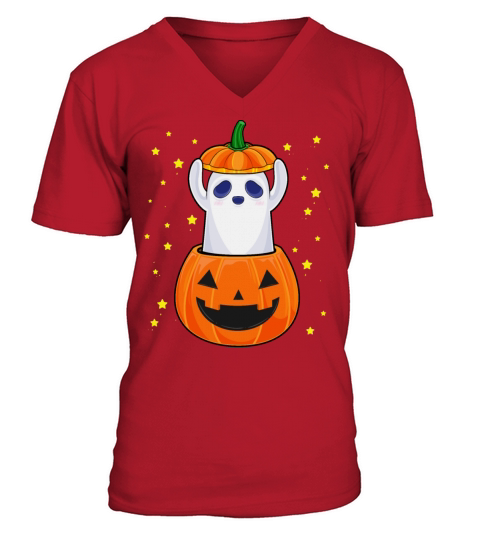 Pumpkin Ghost Funny Halloween Costume Cute Ghostie Men's V-Neck T-shirt