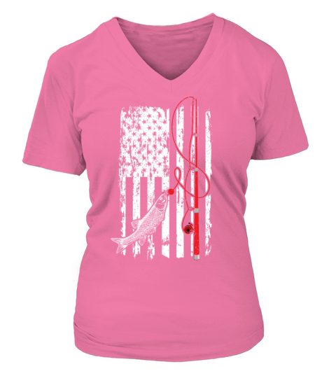 Vintage USA Flag Trout Fisherman Gift Patriotic Women's V-Neck T-shirt