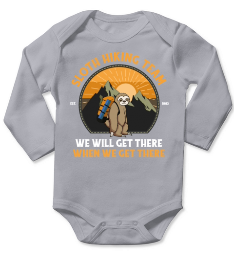 Sloth Hiking Team We Will Get There Long Sleeve Baby One-Piece
