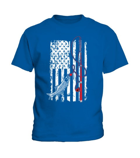Vintage USA Flag Trout Fisherman Gift Patriotic Kids T-Shirt