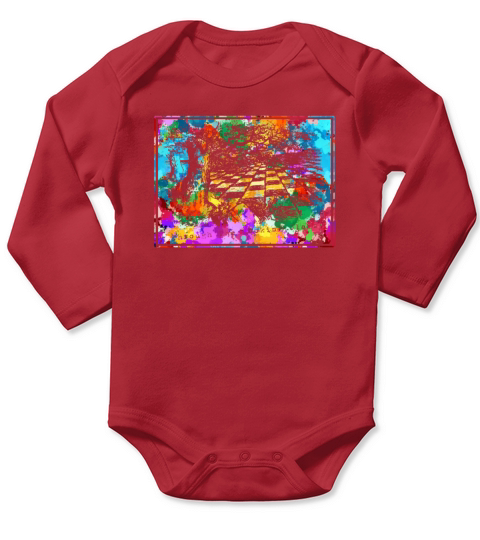 Forest Chessboard Mosaic - Alice in Wonderland - Through the Looking Glass Long Sleeve Baby One-Piece