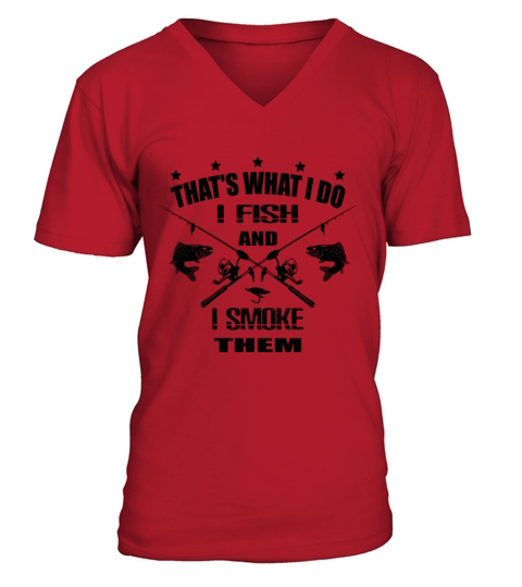Fisherman Smoke Fish Fisher Angler Fishing Men's V-Neck T-shirt