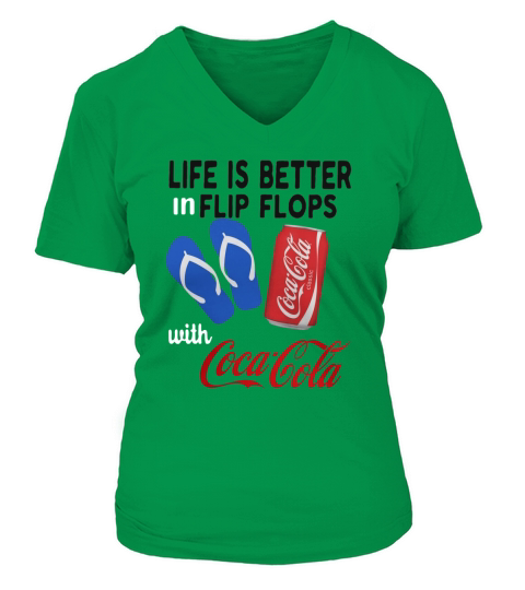 Life is better in flip flops with Coca Cola V-neck T-Shirt Woman