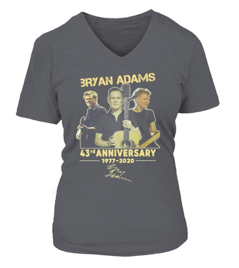 Bryan Adams 43rd Anniversary 1977 2020 Signature V-neck T-Shirt Woman