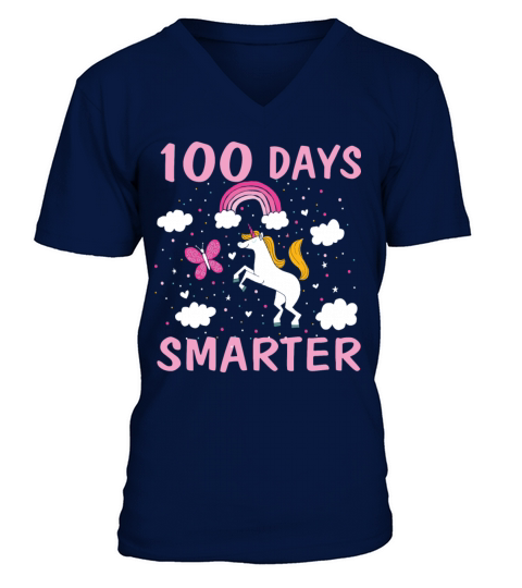 100 Days Smarter Unicorn 100 Days of School T Sh Men's V-Neck T-shirt