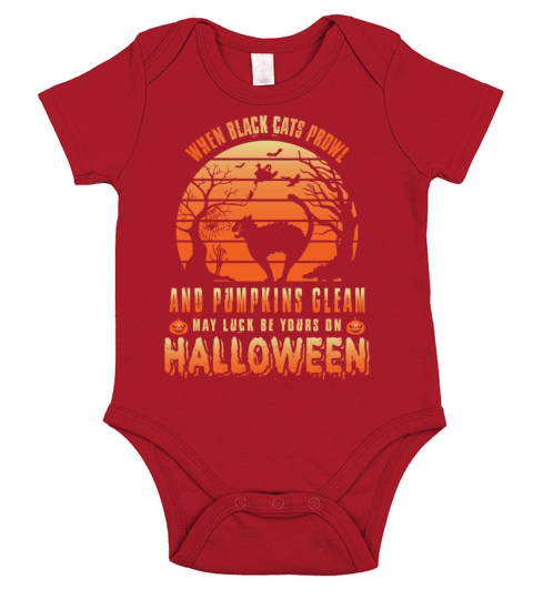 When Black Cats Prowl And Pumpkin Gleam Halloween Short Sleeve Baby One-Piece
