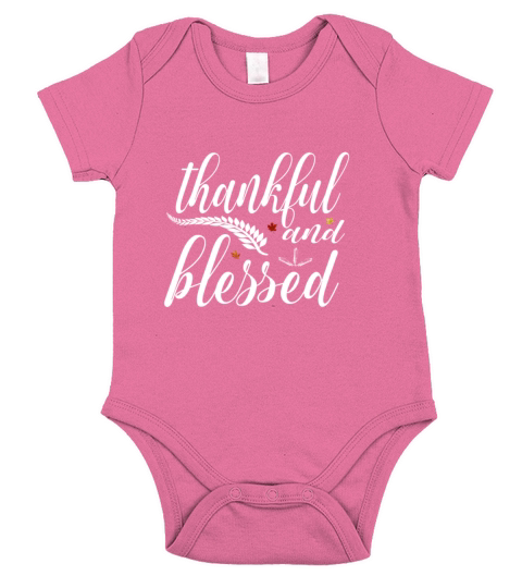 Cute Thankfull And Blessed Feather Leaves Gift Short Sleeve Baby One-Piece