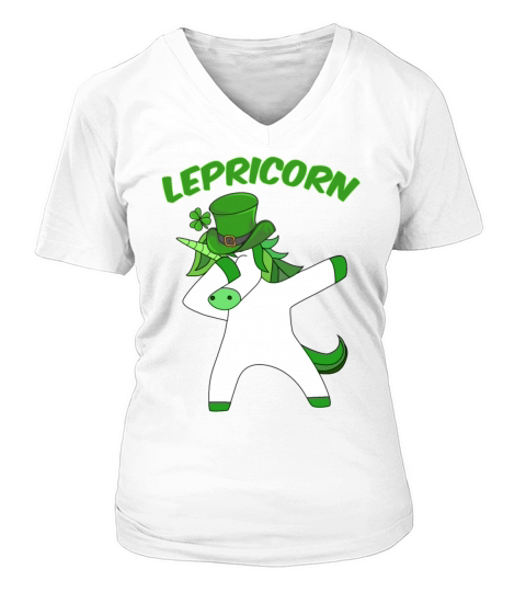 St Patricks Day Dab Dabbing Einhorn Lepricorn V-neck T-Shirt Woman