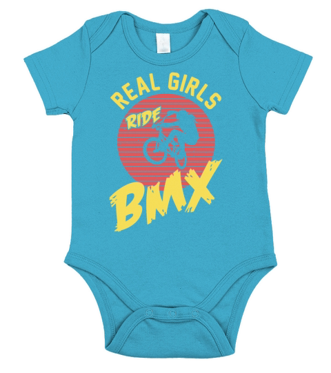 Girls Ride Bike BMX Vintage Mountain Biking Biker Short Sleeve Baby One-Piece