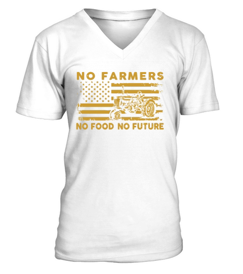 No Farmers No Food No Future American Flag V-Neck T-shirt