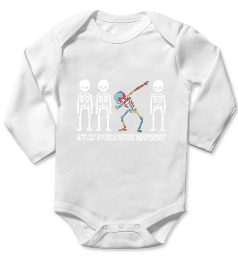 Autism Dabbing skeletons it’s ok to be a little different shirt Long Sleeve Baby One-Piece