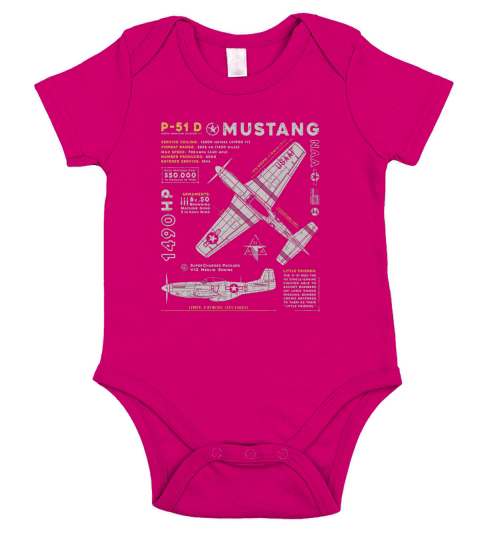 P51 Mustang North American Aviation Vintage Fighter Plane Short Sleeve Baby One-Piece