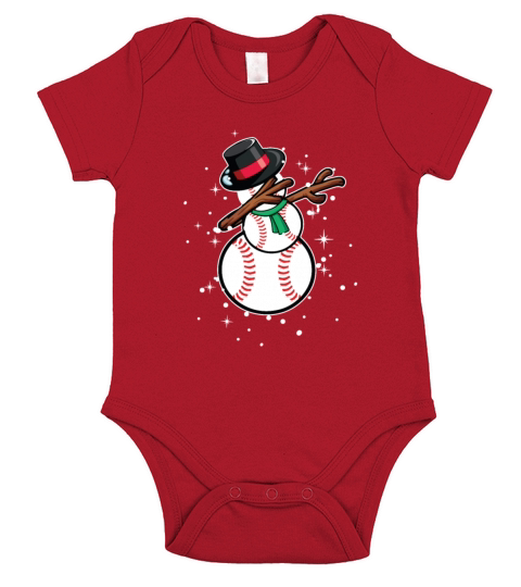 Dabbing Snowman Baseball Funny Christmas Gift Short Sleeve Baby One-Piece