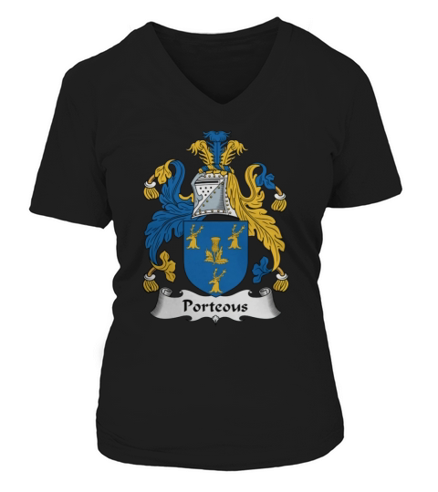 Porteous Family Crest Scottish Family Crests V-neck T-Shirt Woman