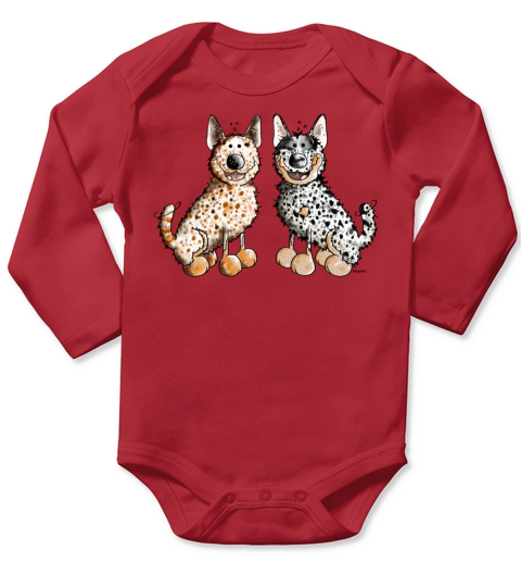 Two Australian Cattle Dogs Long Sleeve Baby One-Piece