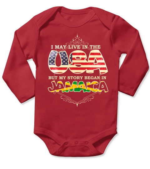 Vintage USA and Jamaica National Flag Long Sleeve Baby One-Piece